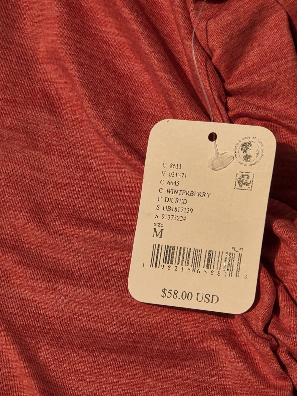 ​NWT FP Movement Free People Ruched Long-Sleeve Top – Winterberry / Dark Red Med - Picture 7 of 8
